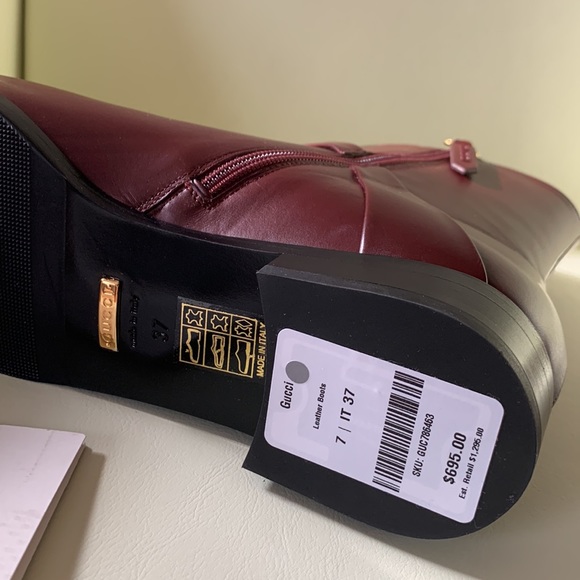 🤎 Authentic NEW GUCCI Leather Boots Size 7 🤎 - Picture 8 of 10